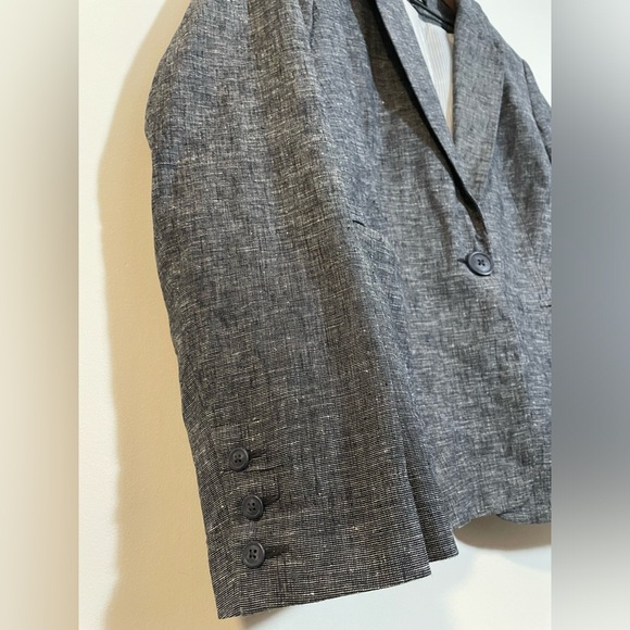 Tribal Linen/Cotton Blend 1 Button LinedBlazer Jacket Size 12 Gray Textured Look - Picture 7 of 11